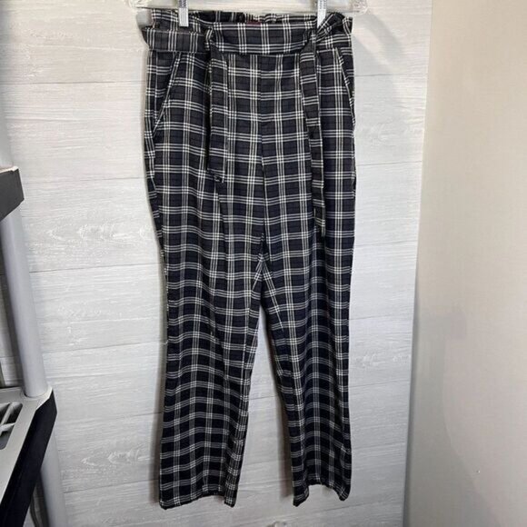 Hot Kiss Women's High Waist Paper Bag Plaid Pull On‎ Pants Elastic Waist - Picture 3 of 6